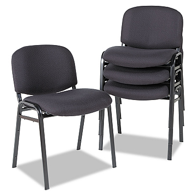 Alera Continental Series Stacking Chairs, Supports Up to 250 lb, 19.68" Seat Height, Black, 4/Carton (ALESC67FA10B)