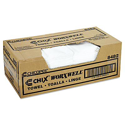Chicopee Durawipe Shop Towels, 17 x 17, Z Fold, White, 100/Carton (CHI8482)