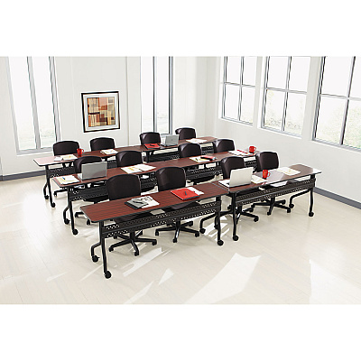 Iceberg OfficeWorks Mobile Training Table, Rectangular, 72" x 18" x 29", Mahogany/Black (ICE68068)
