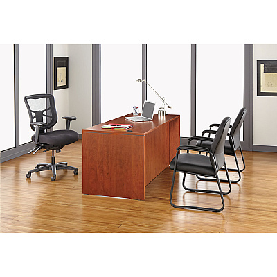 Alera Genaro Bonded Leather High-Back Guest Chair, 24.60" x 24.80" x 36.61", Black Seat, Black Back, Black Base (ALEGE43LS10B)