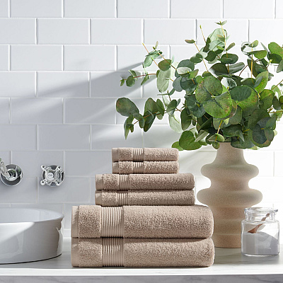 Host & Home 6pc Bath Towel Set Beige, Case Of 6 Sets (BSET-HH-BGE-CS)
