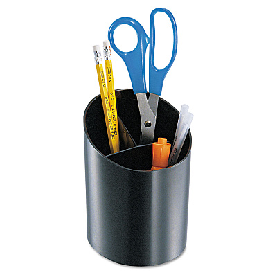 Officemate Recycled Big Pencil Cup, Plastic, 4.25 x 4.5 x 5.75, Black (OIC26042)