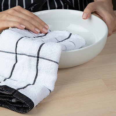 Cooks Linen Kitchen Towel 15x25 Black, Pack Of 12 (PNP-KT-BLACK)