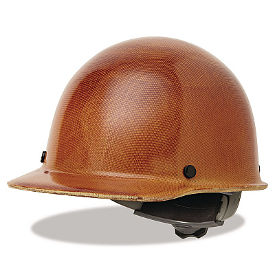 MSA Skullgard Protective Hard Hats, Front Brim, Fas-Trac III Ratchet Suspension, One Size Fits Most (6.5 to 8), Natural Tan (475395)