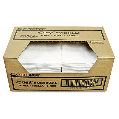 Chicopee Durawipe Shop Towels, 13 x 15, Z Fold, White, 100/Carton (CHI8481)