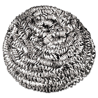 Boardwalk Stainless Steel Scrubber, Medium Size, Steel Gray, 72/Carton (BWK35)