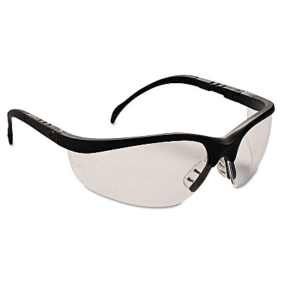 MCR Safety Klondike Safety Glasses, Matte Black Frame, Clear Lens, 12/Box (CRWKD110BX)