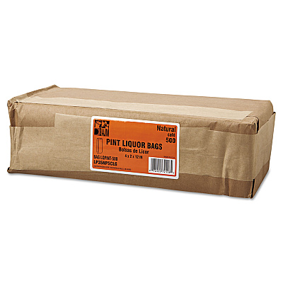 General Grocery Pint-Sized Paper Bags for Liquor Takeout, Pint Size, 3.75" x 2.25" x 11.25", Natural, 500/Bundle (BAGLQPINT500)
