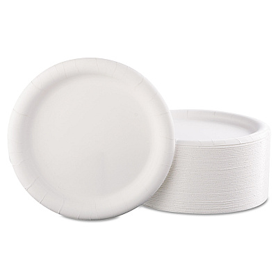 AJM Packaging Premium Coated Paper Plates, 9" dia, White, 125/Pack, 4 Packs/Carton (AJMCP9AJCWWH14)