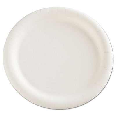 AJM Packaging Premium Coated Paper Plates, 9" dia, White, 125/Pack, 4 Packs/Carton (AJMCP9AJCWWH14)