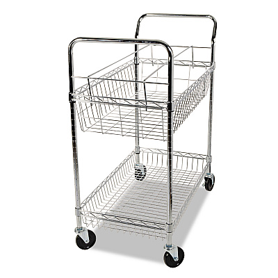 Alera Carry-all Mail Cart, Metal, 1 Shelf, 1 Bin, 34.88" x 18" x 39.5", Silver (ALEMC3518SR)
