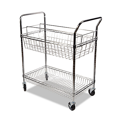 Alera Carry-all Mail Cart, Metal, 1 Shelf, 1 Bin, 34.88" x 18" x 39.5", Silver (ALEMC3518SR)