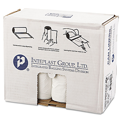 Inteplast Group Low-Density Commercial Can Liners, 30 gal, 0.8 mil, 30" x 36", White, Interleaved Roll, 25 Bags/Roll, 8 Rolls/Carton (IBSSL3036XHW)