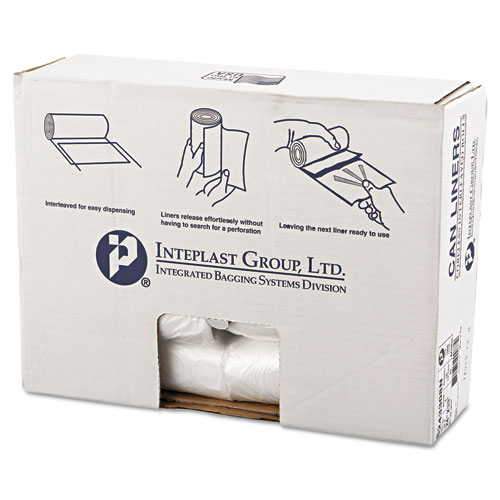 Inteplast Group High-Density Commercial Can Liners, 16 gal, 8 microns, 24" x 33", Natural, 50 Bags/Roll, 20 Rolls/Carton (S243308N)