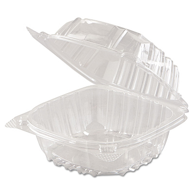 Dart ClearSeal Hinged-Lid Plastic Containers, 5.8 x 6 x 3, Clear, Plastic, 125/Pack, 4 Packs/Carton (DCCC57PST1)