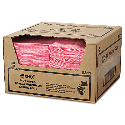 Chix Wet Wipes, 11.5 x 24, White/Pink, 200/Carton (CHI8311)