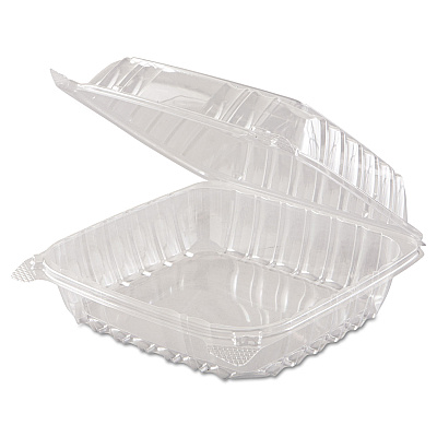 Dart ClearSeal Hinged-Lid Plastic Containers, 8.3 x 8.3 x 3, Clear, Plastic, 250/Carton (DCCC90PST1)