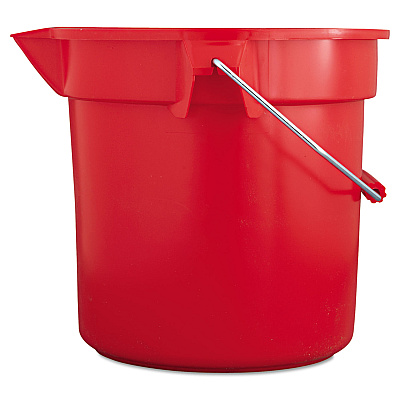 Rubbermaid Commercial BRUTE Round Utility Pail, 14 qt, Plastic, Red, 12" dia (RCP2614RED)
