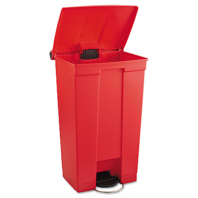 Rubbermaid Commercial Indoor Utility Step-On Waste Container, 23 gal, Plastic, Red (RCP6146RED)