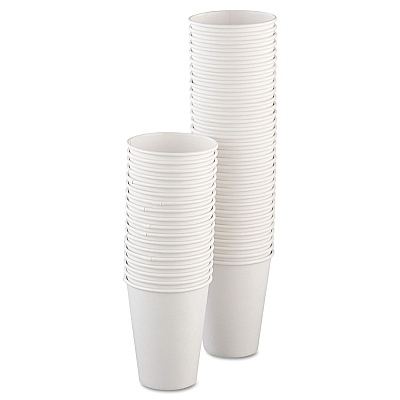 Solo Single-Sided Poly Paper Hot Cups, 12 oz, White, 50/Bag, 20 Bags/Carton (SCC412WN)