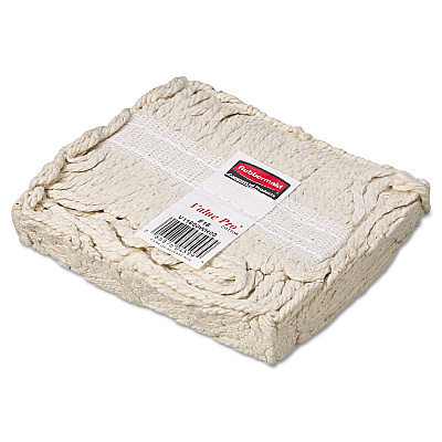 Rubbermaid Commercial Economy Cut-End Cotton Wet Mop Head, 16oz, 1" Band, White, 12/carton (RCPV116)