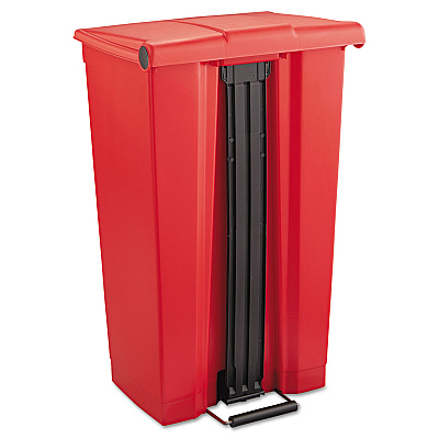 Rubbermaid Commercial Indoor Utility Step-On Waste Container, 23 gal, Plastic, Red (RCP6146RED)