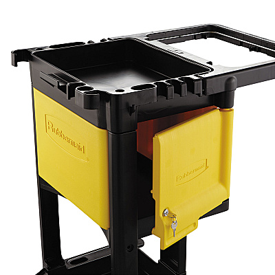 Locking Cabinet, For Rubbermaid Commercial Cleaning Carts, Yellow (RCP6181YEL)