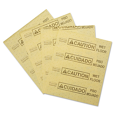Rubbermaid Commercial Over-the-Spill Pad, Caution Wet Floor, 16 oz, 16.5 x 20, 22 Sheets/Pad (RCP4252YEL)