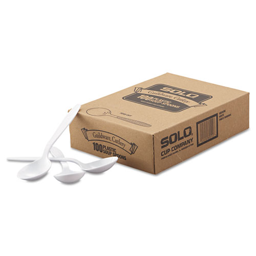 Solo Guildware Extra Heavyweight Plastic Cutlery, Soup Spoons, White, 1,000/Carton (GBX8SW)