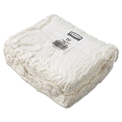 Rubbermaid Commercial Economy Cut-End Rayon Mop Head, 24oz, 1" Band, White, 12/Carton (RCPV418)