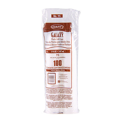 Dart High-Impact Polystyrene Cold Cups, 5 oz, Translucent, 100 Cups/Sleeve, 25 Sleeves/Carton (DCCY5CT)