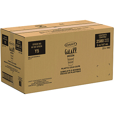 Dart High-Impact Polystyrene Cold Cups, 5 oz, Translucent, 100 Cups/Sleeve, 25 Sleeves/Carton (DCCY5CT)