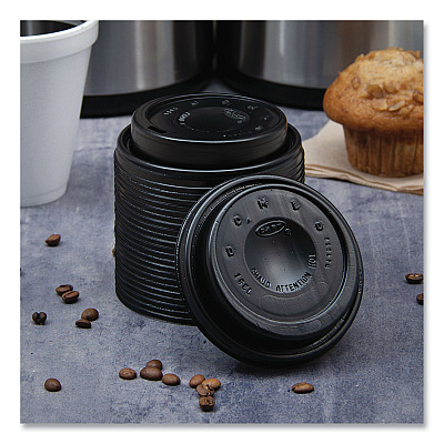 Solo Cappuccino Dome Sipper Lids, Fits 12 oz to 24 oz Cups, Black, 100/Pack, 10 Packs/Carton (DCC16ELBLK)
