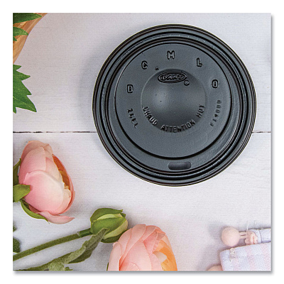 Solo Cappuccino Dome Sipper Lids, Fits 12 oz to 24 oz Cups, Black, 100/Pack, 10 Packs/Carton (DCC16ELBLK)