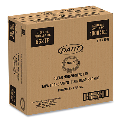 Solo Non-Vented Cup Lids, Fits 9 Oz To 22 Oz Cups, Clear, 1,000/carton (DCC662TP)