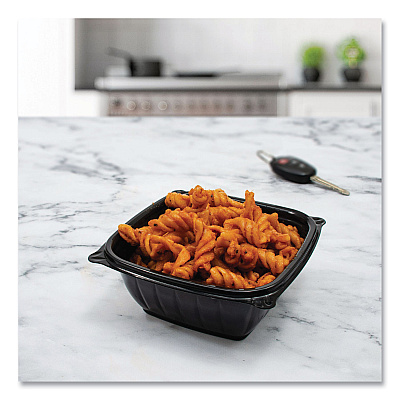 Dart PresentaBowls Pro Black Square Bowls, 12 oz, 5 x 5 x 2, Black, Plastic, 63/Bag, 8 Bags/Carton (DCCB12SB)