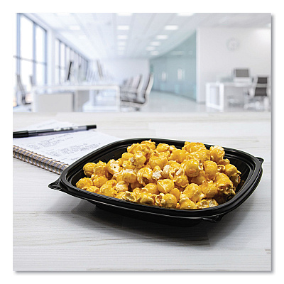 Dart PresentaBowls Pro Black Square Bowls, 24 oz, 8.5 x 8.5 x 1.8, Plastic, 63/Bag, 4 Bags/Carton (DCCB24SB)