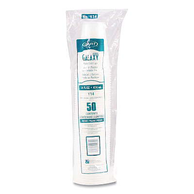 Dart High-Impact Polystyrene Cold Cups, 14 oz, Translucent, 50 Cups/Sleeve. 20 Sleeves/Carton (DCCY14)