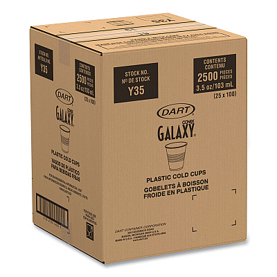 Dart High-Impact Polystyrene Cold Cups, 3.5 oz, Translucent, 100 Cups/Sleeve, 25 Sleeves/Carton (DCCY35)