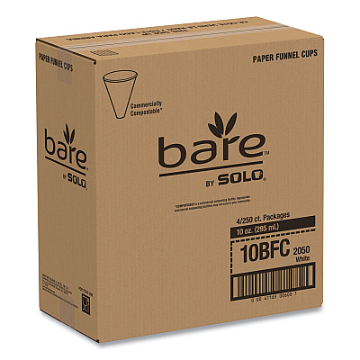 Solo Bare Eco-Forward Treated Paper Funnel Cups, ProPlanet Seal, 10 oz, White, 250/Bag, 4 Bags/Carton (SCC10BFC)