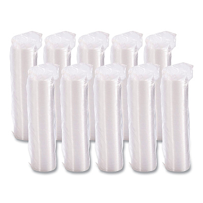 Solo Non-Vented Cup Lids. Fits 10 oz to 14 oz Foam Cups, 6 oz to 8 oz Food Containers, 6 oz Bowls; Clear, 1,000/Carton (DCC12CLR)