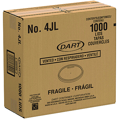 Dart Plastic Lids, Fits 4 oz Cups, Vented, Translucent, 100/Pack, 10 Packs/Carton (DCC4JL)