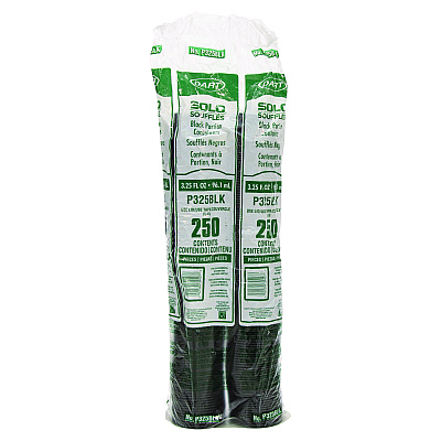 Dart Polystyrene Portion Cups, 3.25 oz, Black, 250/Bag, 10 Bags/Carton (DCCP325BLK)