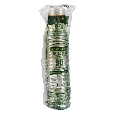 Dart Bare Eco-Forward RPET Cold Cups, ProPlanet Seal, 16 oz to 18 oz, Leaf Design, Clear, 50/Pack, 20 Packs/Carton (DCCRTP16DBARECT)