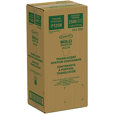 Dart Polystyrene Portion Cups, 1.25 oz, Translucent, 2,500/Carton (DCCP125N)