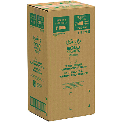 Dart Polystyrene Portion Cups, 1 oz, Translucent, 2,500/Carton (DCCP100N)