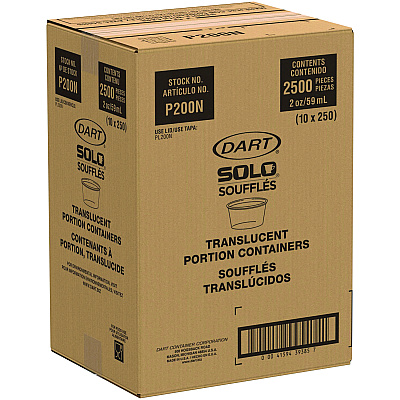 Dart Polystyrene Portion Cups, 2 oz, Translucent, 250/Bag, 10 Bags/Carton (DCCP200N)