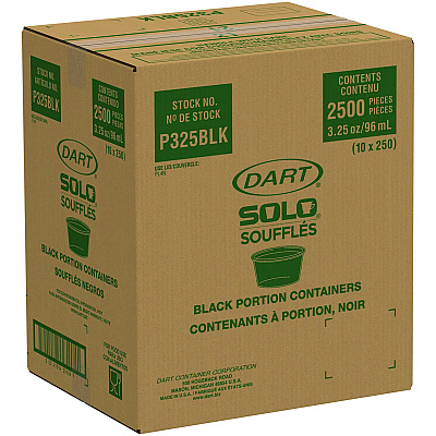 Dart Polystyrene Portion Cups, 3.25 oz, Black, 250/Bag, 10 Bags/Carton (DCCP325BLK)
