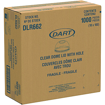 Solo Dome-Top Cold Cup Lids, Fits 16 oz, Clear, 1,000/Carton (DCCDLR662)