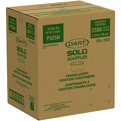 Dart Polystyrene Portion Cups, 3.25 oz, Translucent, 250/Bag, 10 Bags/Carton (DCCP325N)